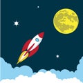 Rocket soars into the sky color illustration