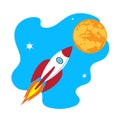 Rocket soars into the sky color illustration