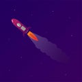Rocket in space, colorful illustration, concept of the universe Royalty Free Stock Photo
