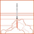 Rocket space craft vector rocket launching. Vector poster spaceship flame steam white background. Vertical space poster Royalty Free Stock Photo