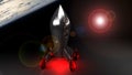 Rocket in the space - 3D rendering Royalty Free Stock Photo