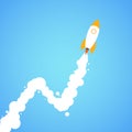 Rocket and the space infographic. Rocket launch. Concept. Start Royalty Free Stock Photo