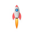 Rocket. Space rocket launch. Project start up. Flying cartoon rocket. Vector illustration isolated on white background