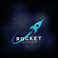 Rocket Space Ship Abstract Vector Sign, Icon or Symbol. Royalty Free Stock Photo