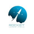 Rocket space ship emblem vector illustration