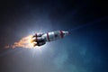 Rocket space ship . Mixed media Royalty Free Stock Photo