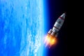 Rocket space ship . Mixed media Royalty Free Stock Photo