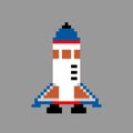 Rocket space ship pattern. Pixel astronaut rocket image.