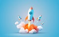 Rocket space startup, creative idea cover, landing page web site, Vector Royalty Free Stock Photo