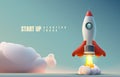 Rocket space startup, creative idea cover, landing page web site, Vector