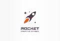 Rocket in space, startup creative symbol concept. Spaceship start up abstract business logo idea. Stars, sky and ship
