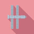 Rocket space station icon flat vector. Modern international space Royalty Free Stock Photo