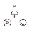 Rocket, Space suit and earth icon Royalty Free Stock Photo