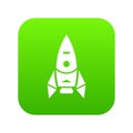 Rocket spacecraft icon green vector