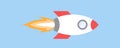 rocket spaceship cartoon with fire power boost