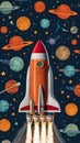 Rocket Spaceship Cosmic Cosmos Space Planet Pattern Royalty Free Stock Photo