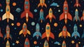 Rocket Spaceship Cosmic Space Planet Pattern Royalty Free Stock Photo
