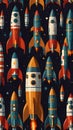 Rocket Spaceship Cosmic Space Planet Pattern Royalty Free Stock Photo