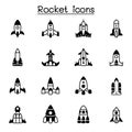 Rocket, spaceship, spacecraft icon set vector illustration graphic design Royalty Free Stock Photo