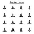 Rocket, spaceship, spacecraft icon set vector illustration graphic design Royalty Free Stock Photo