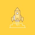 Rocket, spaceship, startup, launch, Game Flat Line Filled Icon. Beautiful Logo button over yellow background for UI and UX, Royalty Free Stock Photo