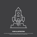 Rocket, spaceship, startup, launch, Game Icon. Line vector symbol for UI and UX, website or mobile application Royalty Free Stock Photo