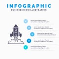 Rocket, spaceship, startup, launch, Game Infographics Template for Website and Presentation. GLyph Gray icon with Blue infographic Royalty Free Stock Photo