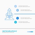 Rocket, spaceship, startup, launch, Game Infographics Template for Website and Presentation. Line Blue icon infographic style Royalty Free Stock Photo