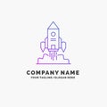 Rocket, spaceship, startup, launch, Game Purple Business Logo Template. Place for Tagline Royalty Free Stock Photo
