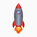 Rocket. Spaceship take off with fire. Colored space ship icon. Vector. Royalty Free Stock Photo