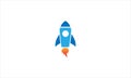 Rocket Spaceship take off with fire icon logo design template illustration Royalty Free Stock Photo