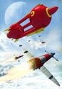 Rocket spaceships battle Royalty Free Stock Photo