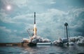 Rocket and spectacular view.The elements of this image furnished by NASA Royalty Free Stock Photo