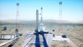Rocket before the start. Space launch system. 3d rendering. Royalty Free Stock Photo