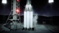 Rocket before the start. Space launch system. 3d rendering. Royalty Free Stock Photo