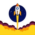 Rocket start up to space illustration