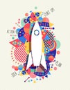 Rocket startup business concept illustration