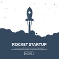 Rocket startup. Business. Rocket ship in a flat style.Vector illustration. Space travel to the moon.Space rocket launch. Project Royalty Free Stock Photo