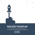 Rocket startup. Business. Rocket ship in a flat style.Vector illustration. Space travel to the moon.Space rocket launch. Project Royalty Free Stock Photo