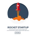 Rocket startup. Business. Rocket ship in a flat style.Vector illustration. Space travel to the moon.Space rocket launch. Project Royalty Free Stock Photo