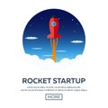 Rocket startup. Business. Rocket ship in a flat style.Vector illustration. Space travel to the moon.Space rocket launch. Project Royalty Free Stock Photo