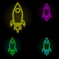 rocket, startup icon neon color set icon. Simple thin line, outline vector of business icons for ui and ux, website or mobile Royalty Free Stock Photo