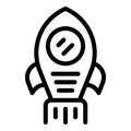 Rocket startup icon outline vector. Work laptop Royalty Free Stock Photo