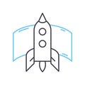 rocket startup line icon, outline symbol, vector illustration, concept sign Royalty Free Stock Photo