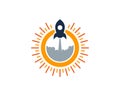 Rocket Sun Icon Logo Design Element Royalty Free Stock Photo