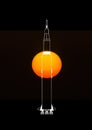 Rocket sun space travel and exploration concept