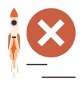 Rocket Launch with Error Symbol Highlighting Failure or Misstep in Project Execution Royalty Free Stock Photo