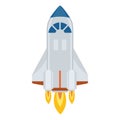 Rocket taking off in white background Royalty Free Stock Photo