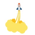 Rocket taking off in white background Royalty Free Stock Photo