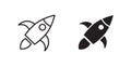 Rocket thin line vector icon set Royalty Free Stock Photo